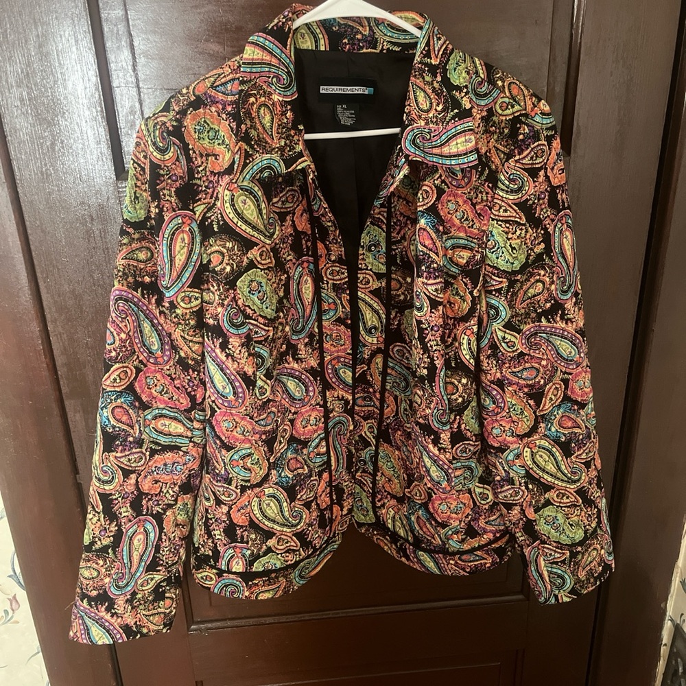 Requirements Black Paisley Blazer with Multicolor Accents